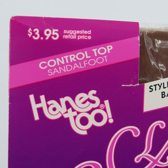 Hanes Womens AB Barely There Style 172 Classic Comfort Pantyhose Sandalfoot VTG - Picture 3 of 8